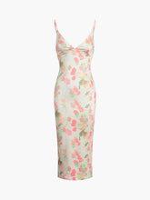 Cherry Blossom Floral Slit Midi Dress